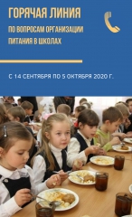 С 14 сентября по 5 октября 2020 года Управление Роспотребнадзора проводит «горячую линию» по вопросам организации питания в школах